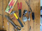 New ListingJunk Drawer Lot Hammer Cutters Leatherman Pocket Knife Klein Wire Cutter Strip