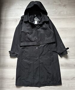Ralph Lauren Black Hooded Trench Rain Coat Black Label Women’s Trench