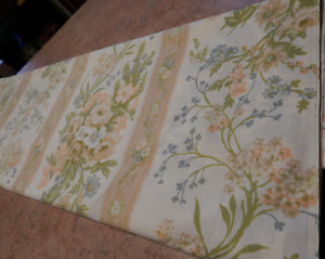 Vintage ST. Marys DOUBLE  Flat Floral Sheet Beige Orange Green