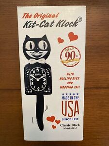 Classic  KIT KAT CLOCK  BLACK KITTY CAT CLOCK  MADE USA NIB Reproduction