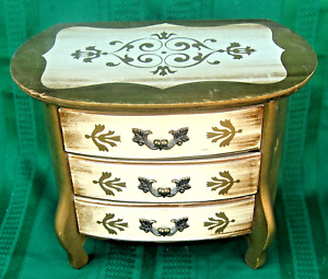 Vintage Florentine Musical Oblong Dresser Chest Jewelry Box