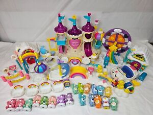 Vtg 1980's Care Bears Care-A-Lot Castle Playset Lot over 50 pieces Access mixed
