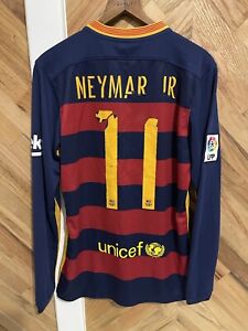 New ListingAuthentic NEYMAR JR #11 FC Barcelona 2016 Nike Long Sleeve Jersey, Men's Small