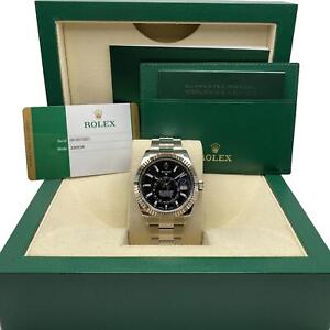 Rolex Sky-Dweller 42mm 326934 Steel Black Dial Automatic Mens Watch Box Papers