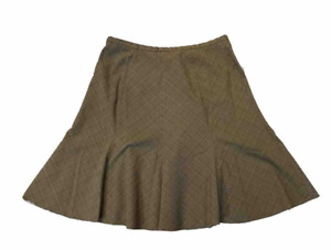 Lane Bryant Brown Plaid Flowy Maxi Skirt Knee Length Size 16