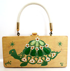 Enid Collins Of Texas 1960s Vintage Wooden Purse Box Bag - Poki - Turtle