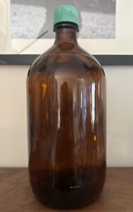 Vintage Amber Large Glass Bottle 12” Tall