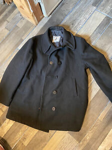 Vtg Sterling Wear Anchor Collection Size 52L Black Peacoat Jacket