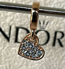 Authentic Pandora Light Blue Tilted Heart Dangle Charm 789404C01 Rose Gold
