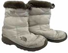 THE NORTH FACE 700 Down Size 7 White Fabric Brown Faux Fur Bungee Snow Boots