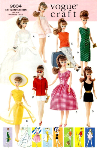 Vintage 1990s Barbie Clothes Pattern Reproduction, Vogue 9834 Read Description