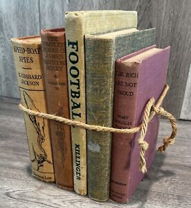 New ListingVintage Antique Farmhouse Book Lot of 5 Earth Tone Staging Prop Home Decor