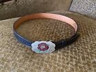 McCreedy & Schreiber By Lucchese Leather Belt With Johnson & Held Rose Buckle