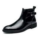 Fashion Mens Faux Leather Dress Formal Ankle Boots Shiny Business Side Zip Shoes