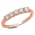 0.4 ct Round Cut Lab Created Diamond Stone 14K Rose Gold Stackable Band