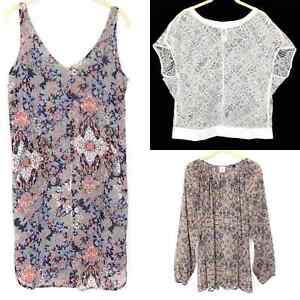 CAbi Size Small Lot of 3 Fresco Slip Dress Sienna Floral Blouse White Lace Top