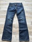 Guess Falcon Jean Mens 32x32 Slim Boot Distressed Button Fly