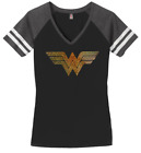 Women's Wonder Woman T-Shirt Ladies Tee Shirt S-4XL Bling V-Neck