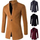 Casual Mens Jacket Outwear Wool Blend Trench Overcoat Warm Long Coat Winter