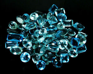 50 Ct Natural Aquamarine Blue Mix Shape CERTIFIED Loose Gemstone Ring Size Lot