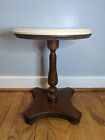 Marble Topped Side Table/ Plant Stand, vintage, mid century, hardwood, sturdy