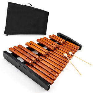 25 Note Xylophone Wooden Percussion Educational Instrument w/ 2 Mallets & Bag