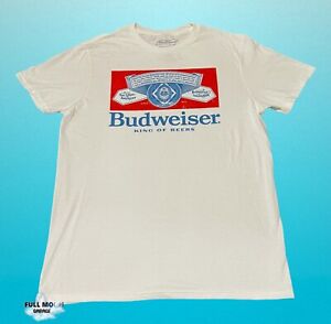 New Budweiser Beer Bud Classic Logo White Men's Vintage T-Shirt
