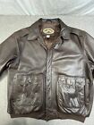 Vintage Orvis Fly Fishing Schools Brown Leather Bomber Jacket Outdoor Sport LG