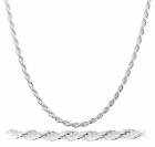 2MM Solid 925 Sterling Silver Italian DIAMOND CUT ROPE CHAIN Necklace Italy