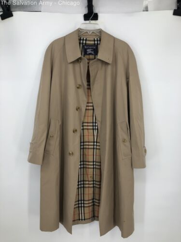 MEN'S BURBERRY BROWN PLAID TRENCH COAT- Size 40