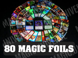80 ASSORTED FOIL MTG MAGIC: THE GATHERING CARDS With FOIL RARES! ALL FOILS!