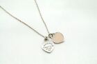 TIFFANY & Co. Return to Necklace Double heart Tag plate SV925 Silver Pink 8292j