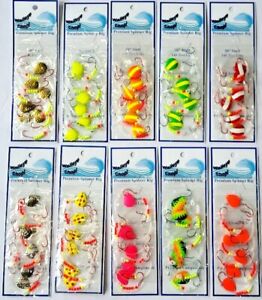 6 Walleye Spinner Lure Tandem #4Hook Bait  Harness Colo 2 Blade 50