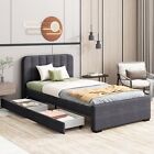New ListingTwin Size Platform Bed Frame with 2 Storage Drawers and Headboard, Simple SALE