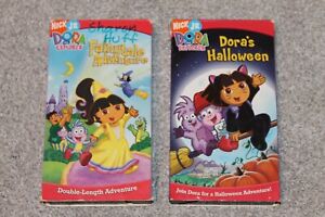 Dora the Explorer VHS LOT of 2 - Dora's Halloween / Fairytale Adventure Nick Jr