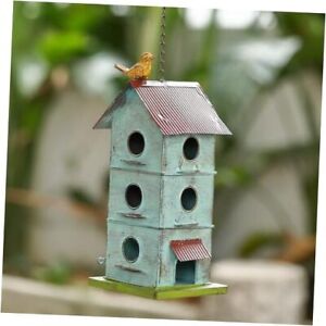 Metal Bird Houses for Outside, 6 Hole Bird Houses for Outside Hanging, Rustic