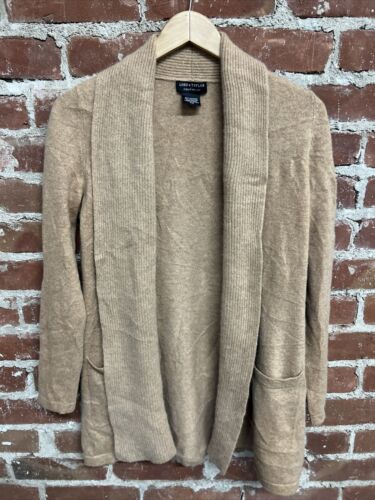 Lord & Taylor 100% Cashmere Draped Long Sleeve Open Front Cardigan Sweater sz M