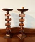 A Pair Of Unique Indian Art Copper Plate Candle Holder (2)