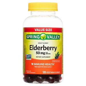 Spring Valley Non GMO Vegetarian Elderberry 50 mg Gummies, Value Size, 120 Count