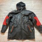 Vintage 90s Phase 2 Leather Trench Jacket Embroidered Red X's Size Large