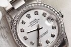 36 mm Rolex Datejust Silver Dial Diamond Bezel & Lugs Oyster Band 16014