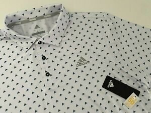 Adidas Men Polo Golf Collared Shirt White Blue Logo S XL 2XL Short Sleeve Adi W