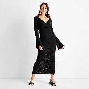 Women's Long Sleeve Open-Work Stitch Midi Dress - Future Collective with Jenny