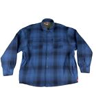 Wrangler Jacket Men's 2XL Flannel Shirt Sherpa Lined Blue Plaid Shacket Pockets