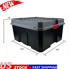 21 Gallon Durable Plastic Storage Box Stackable Container Tote Bin w/Lids Black