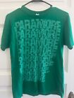 Paramore band shirt, green, logo, size small, vintage 00s