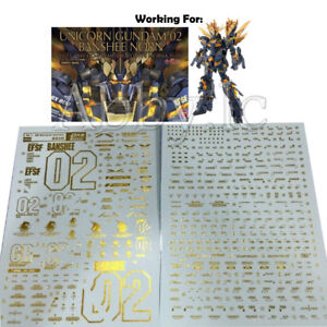 for PG 1/60 RX-0 Unicorn Banshee Norn DL Model Gold Coating Water Decal Sticker