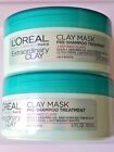 2X L'OREAL PARIS Hair Expert Extraordinary Clay Pre-Shampoo Mask Oily Roots New