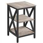 Industrial Style End Table Side Table Wooden Nightstand Living Room Bedroom Used