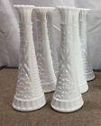 White Ripped Milk Glass Flower Bud Wedding Vases Special Event 9” EUC !